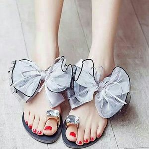 Butterfly knot Crystal toe sandals..Plus size